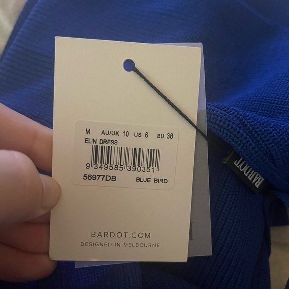Bardot Elin Blue Backless Knit Long Sleeve Mini Dress NWT Women’s Size 6 sexy - Picture 9 of 9